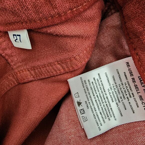 NEW AG Adriano Goldshmied Daily Blue Manya Red Corduroy Straight Leg Jean 27 - Picture 11 of 16